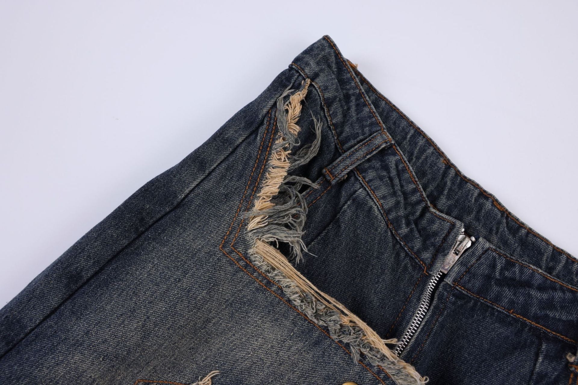 Men's And Women's Same Style American-style Distressed Heavy Industry Straight Casual Jeans