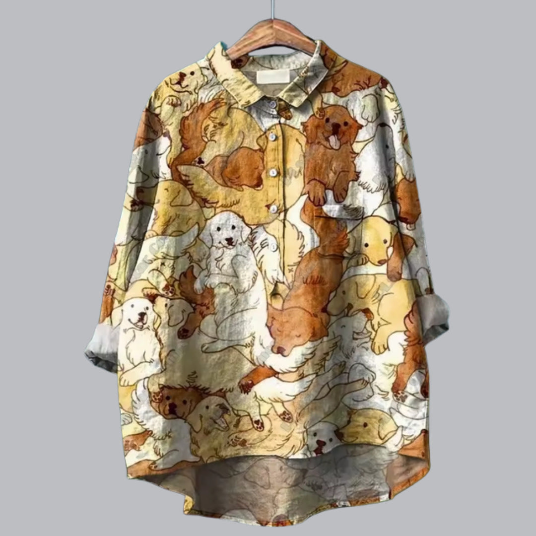 Loose Print Crew Neck Casual Plus Size Women's T-shirt