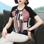 Middle-aged Mom Geometric Pattern Printed Top