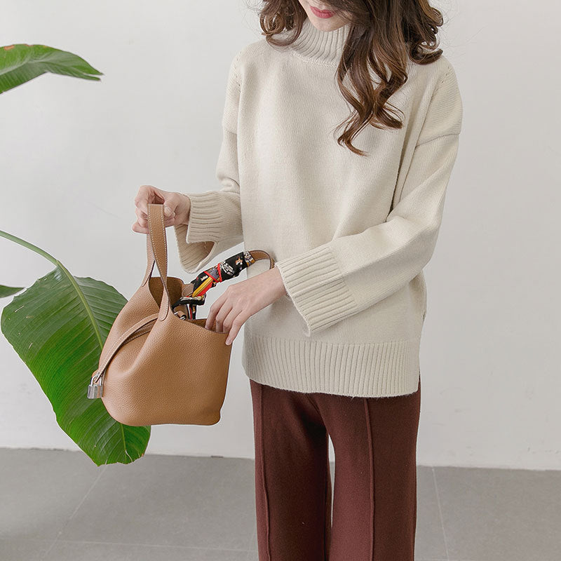 Korean winter new maternity pregnant women sweater size loose turtleneck sweaters backing