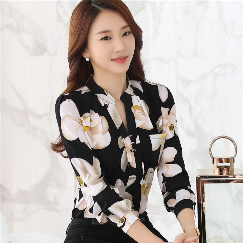 Women's Korean-style Long-sleeved Chiffon Shirt